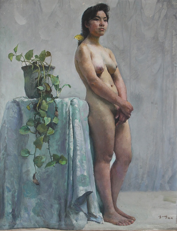 高一呼 《裸女》 布面油画  71.5x92cm